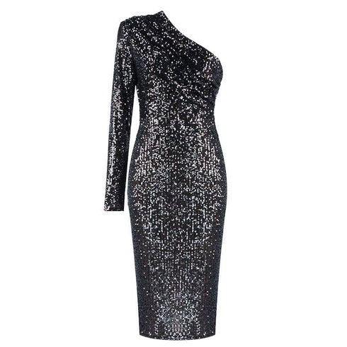 One-shoulder Oblique Collar Wrapped Chest Evening Dress